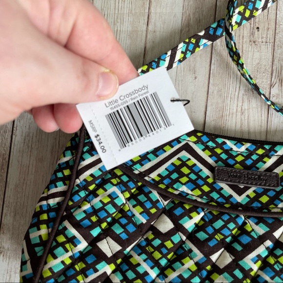 NEW WITH TAGS VERA BRADLEY LITTLE CROSS BODY BLUE GREEN RAIN FOREST - Picture 3 of 5